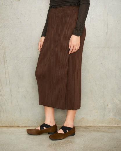 Dark Brown Classic Pleats Skirt