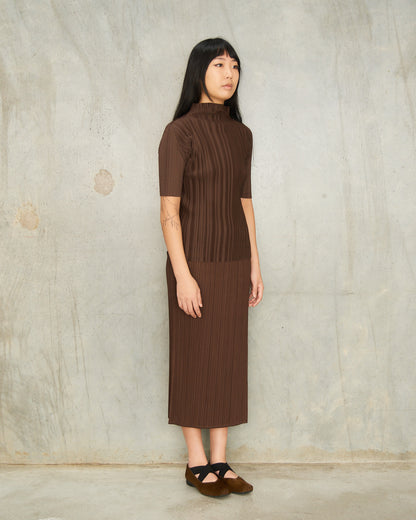 Dark Brown Classic Pleats Skirt