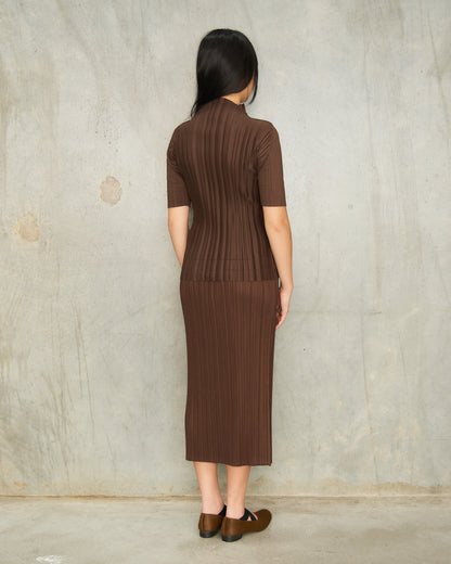 Dark Brown Classic Pleats Skirt