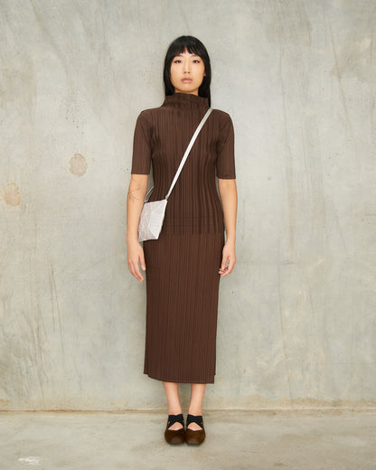 Dark Brown Soft Pleats T-Shirt