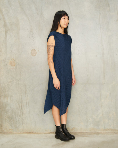 Navy Flap Flare Dress