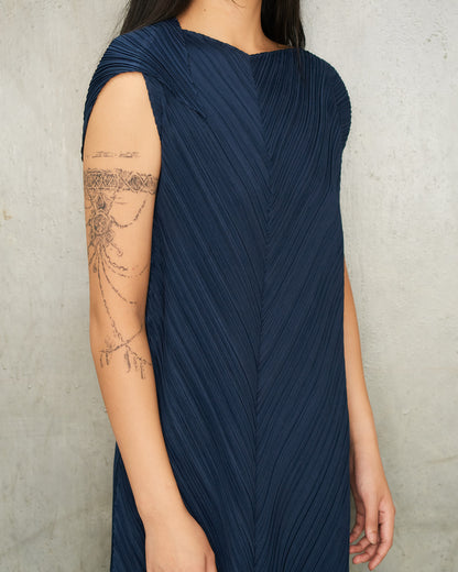 Navy Flap Flare Dress