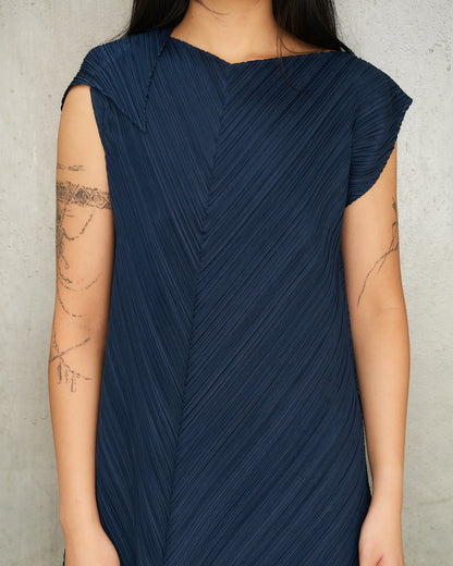 Navy Flap Flare Dress