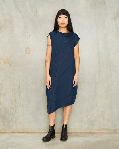 Navy Flap Flare Dress