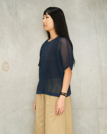 Navy Tatami Mesh T-Shirt