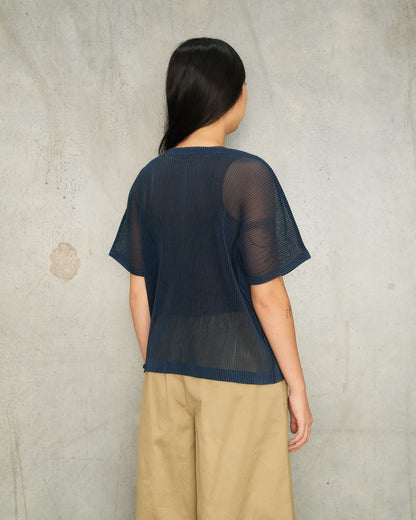 Navy Tatami Mesh T-Shirt