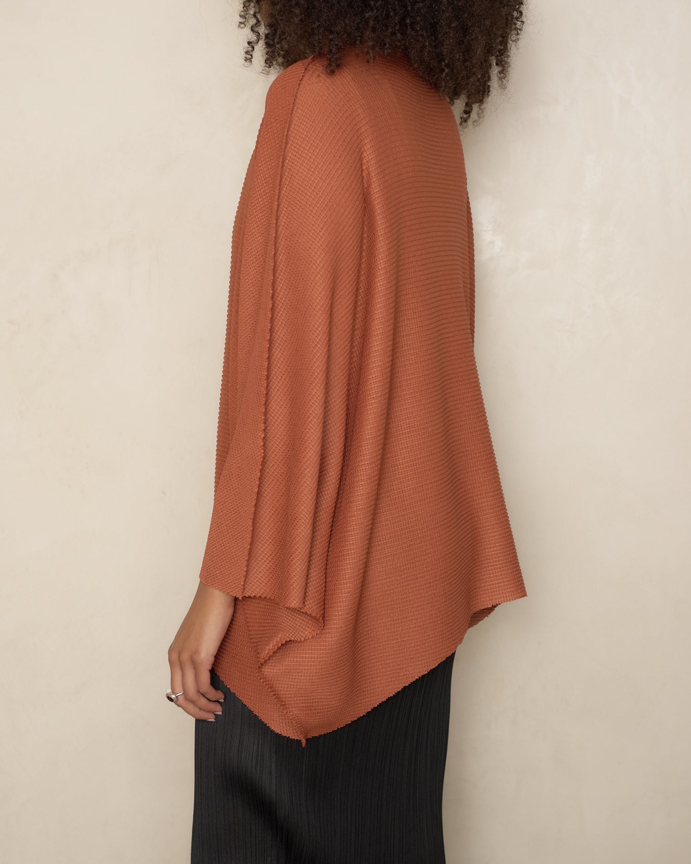 Terracotta Sector Stretch Knit Pleat Top