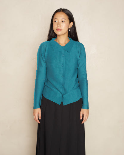 Turquoise Micropleat Cardigan