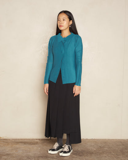 Turquoise Micropleat Cardigan