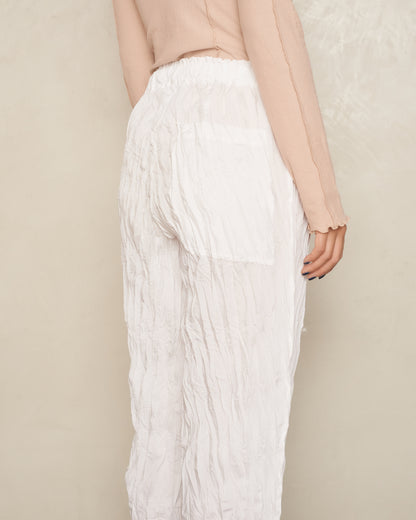 White Whip Pleat Pants