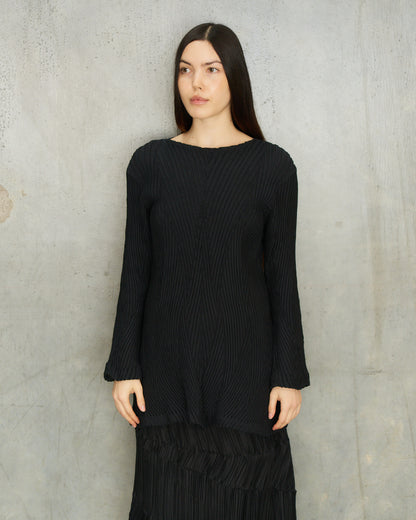 Issey Miyake Black Thick Pleat Tunic