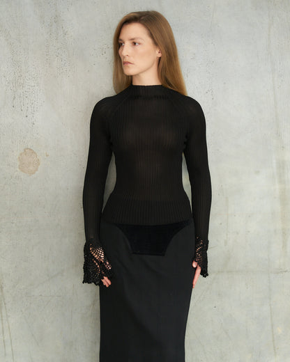 Jean Paul Gaultier Black Ribbed Long Sleeve Top