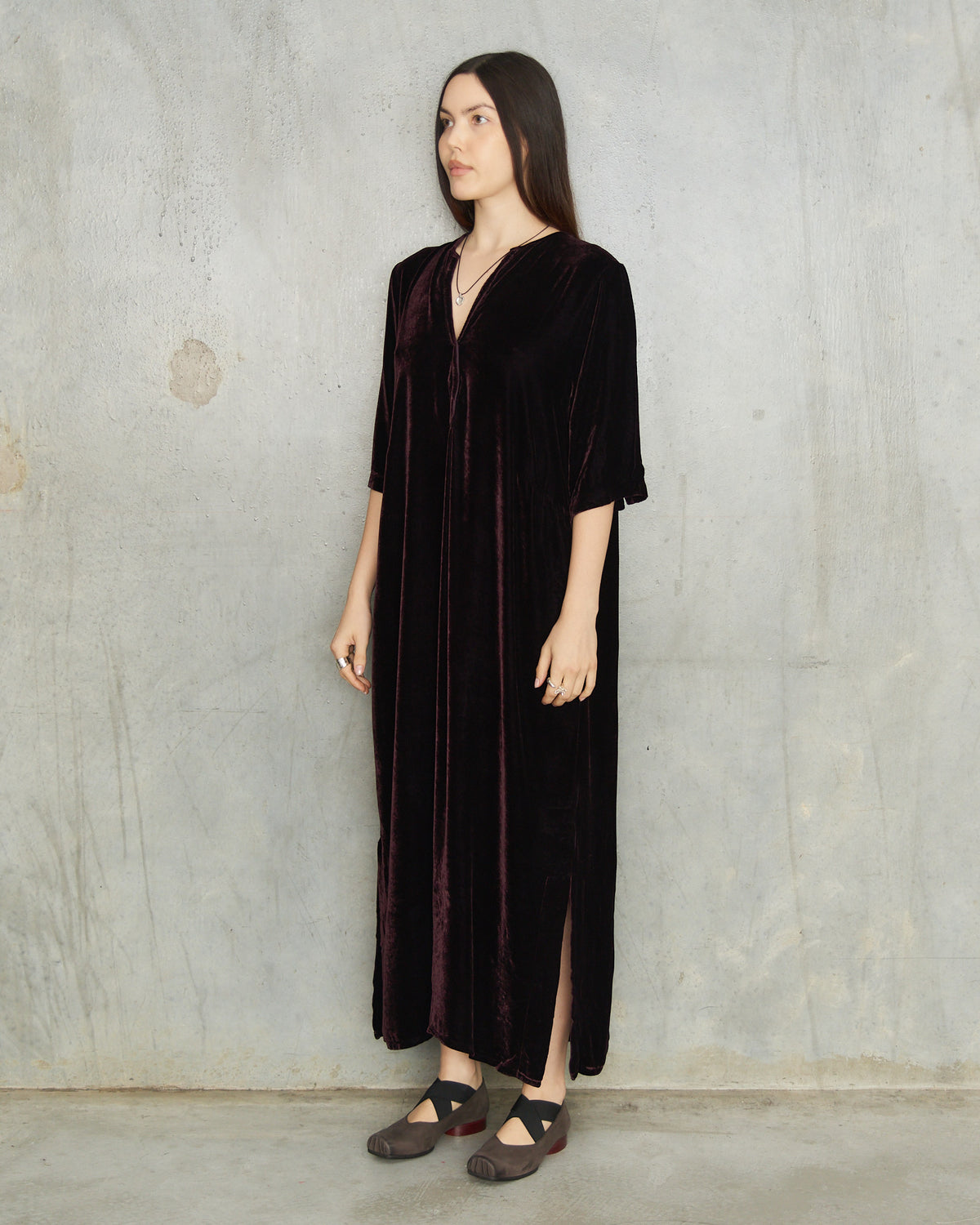 Aubergine Velvet Alla Dress