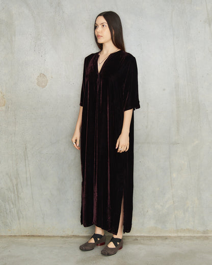 Aubergine Velvet Alla Dress