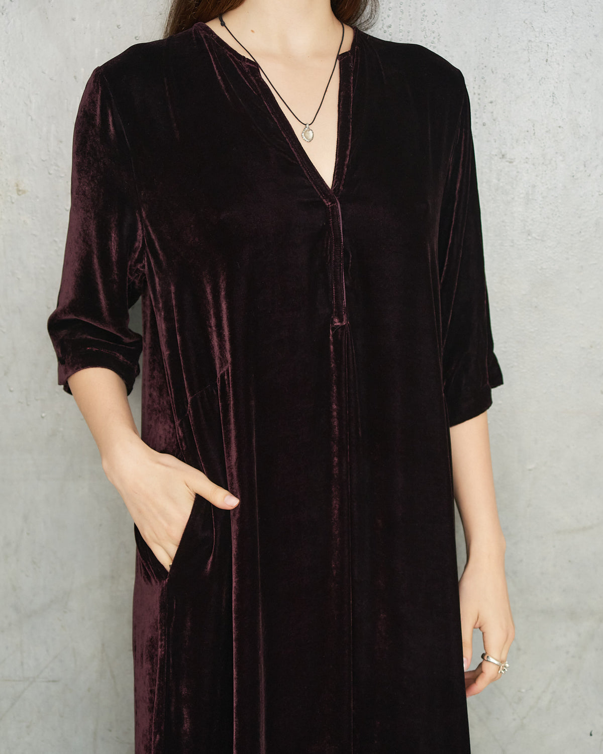 Aubergine Velvet Alla Dress