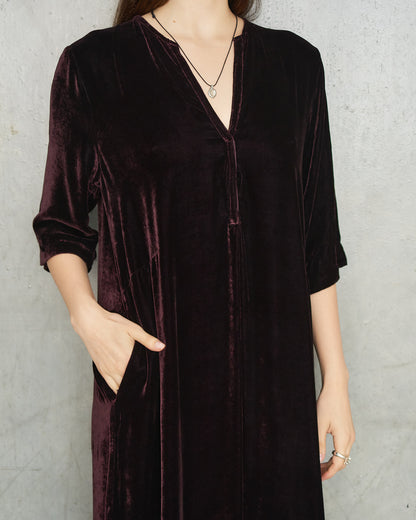 Aubergine Velvet Alla Dress