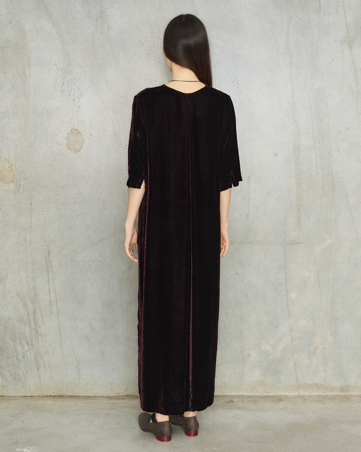 Aubergine Velvet Alla Dress