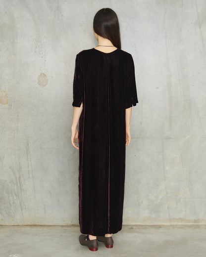 Aubergine Velvet Alla Dress