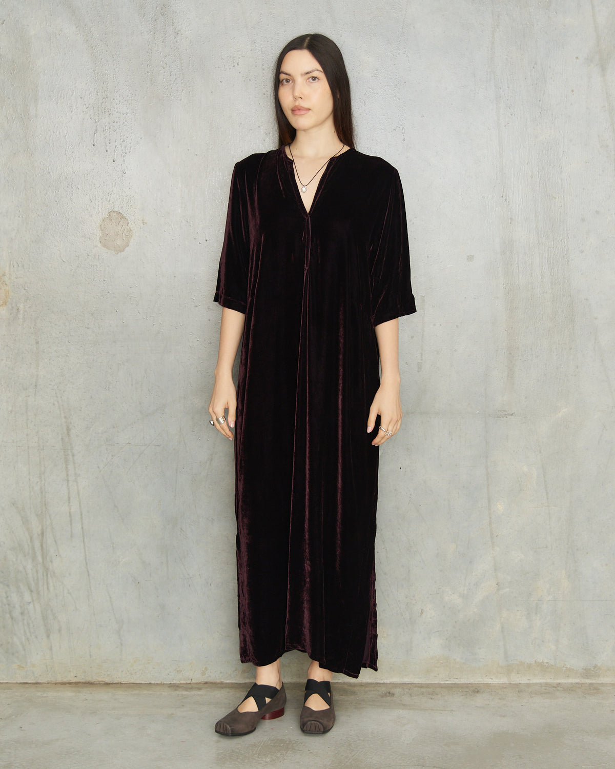 Aubergine Velvet Alla Dress