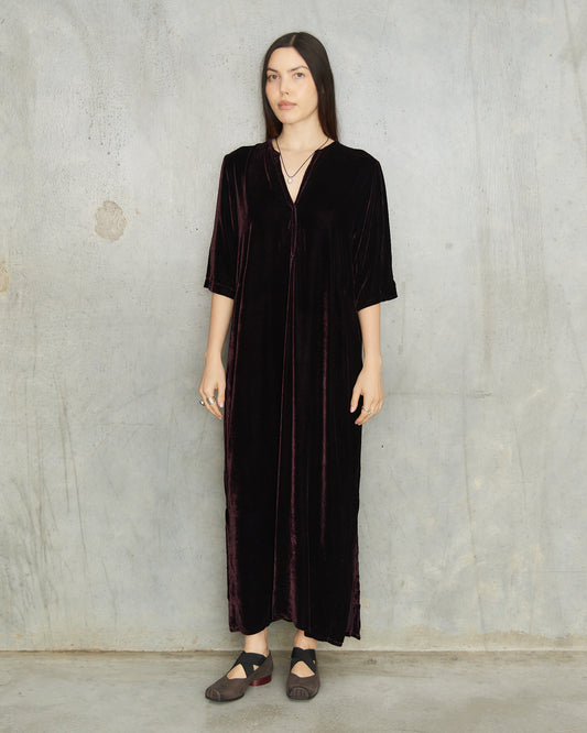 Aubergine Velvet Alla Dress