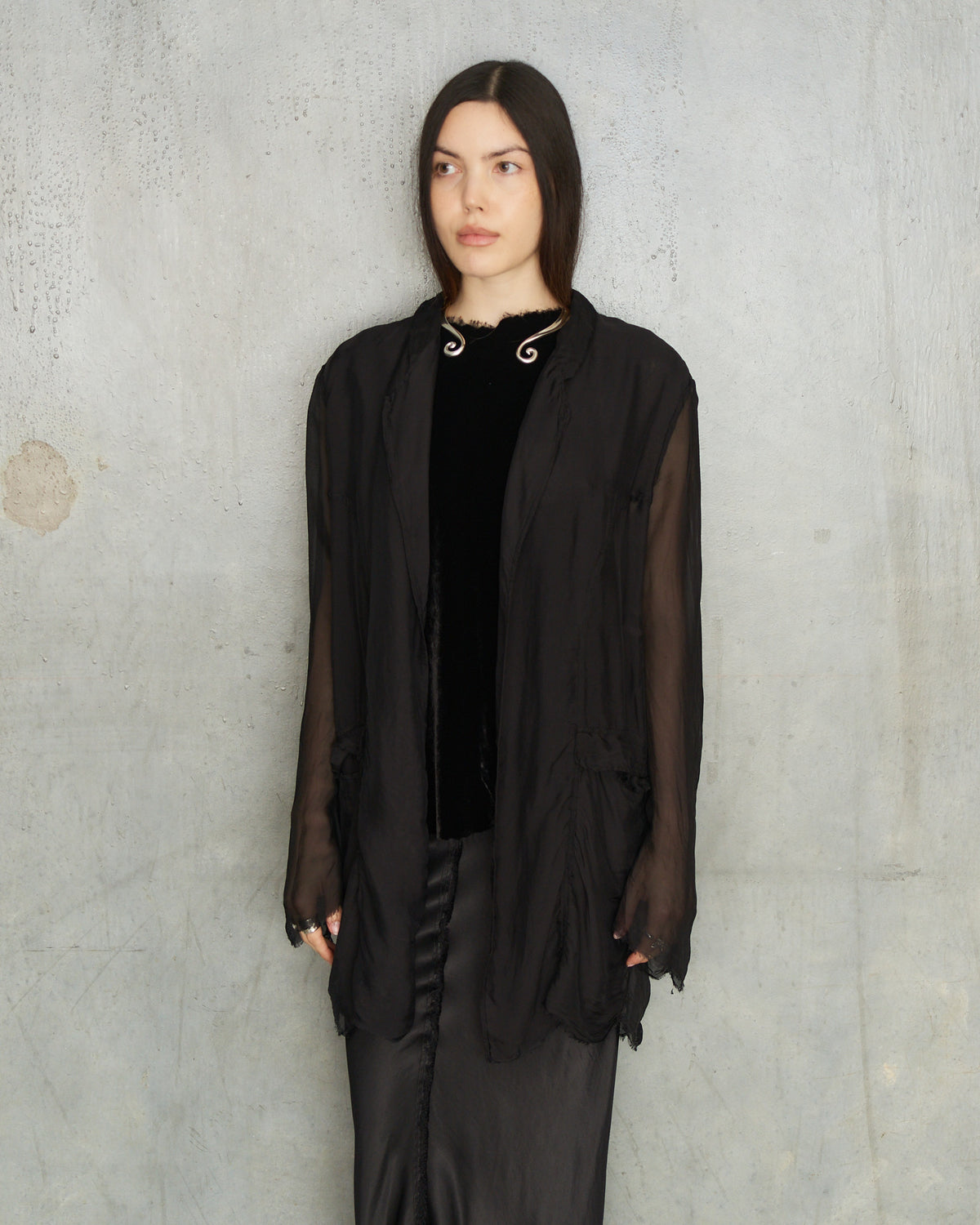 Black Chiffon Park Jacket