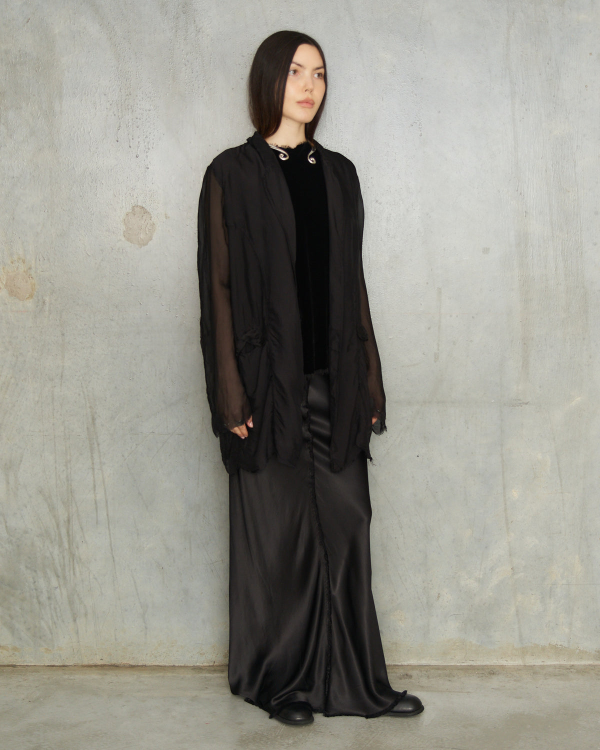 Black Chiffon Park Jacket