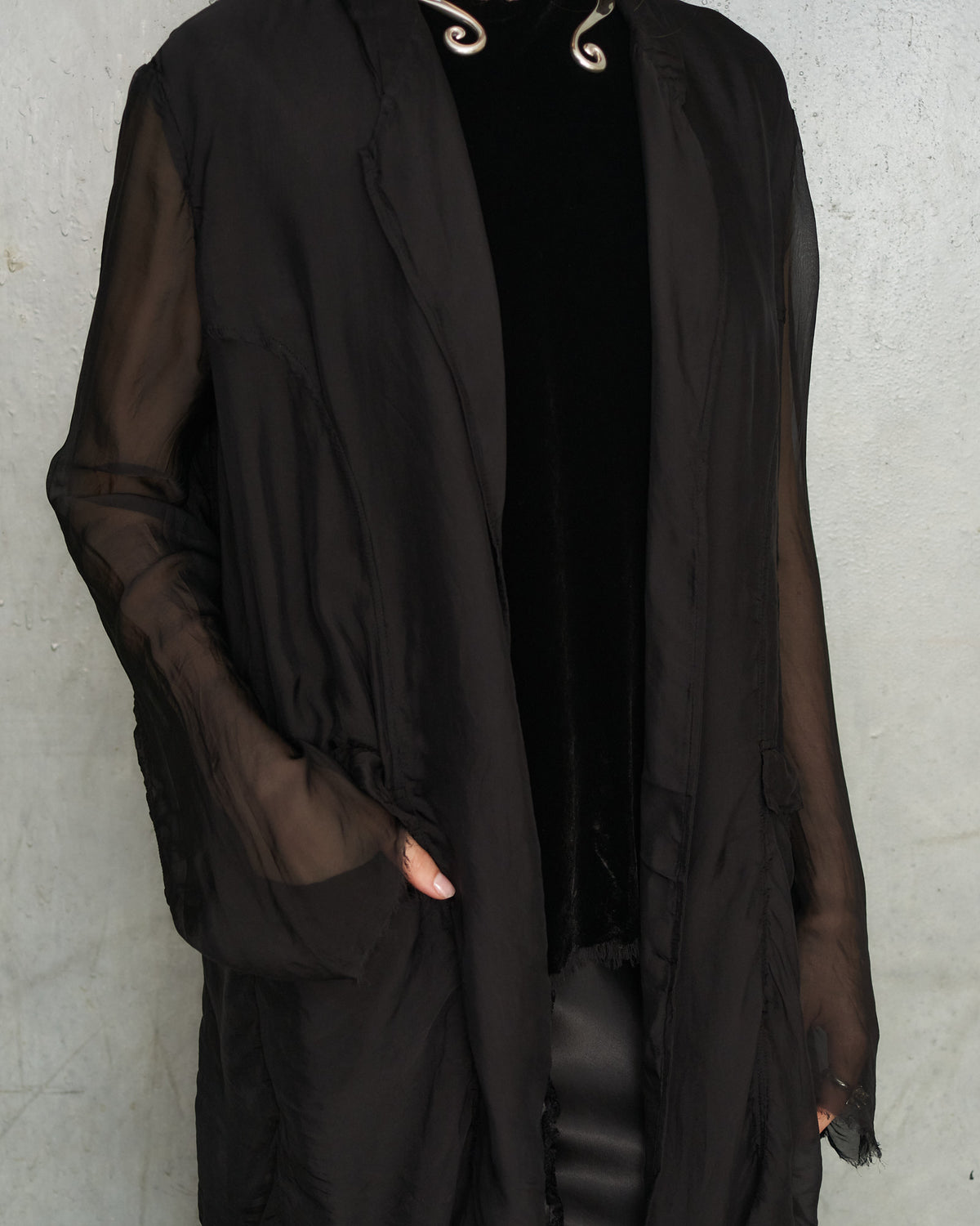 Black Chiffon Park Jacket