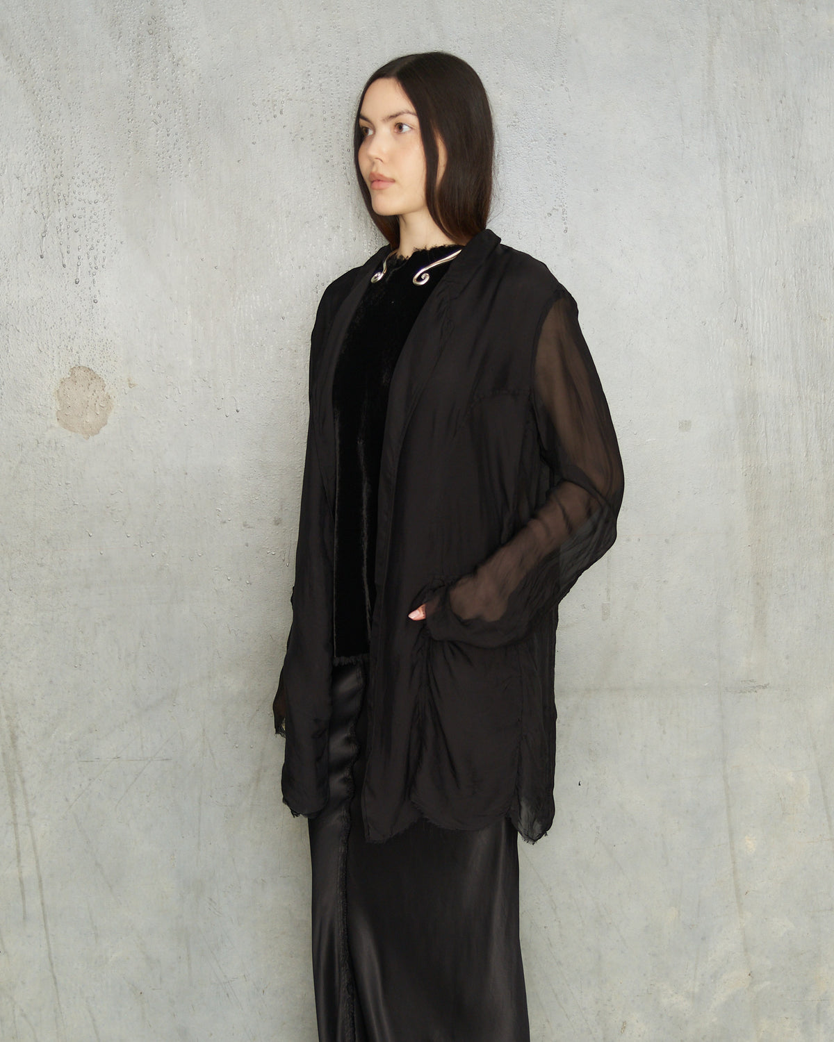 Black Chiffon Park Jacket