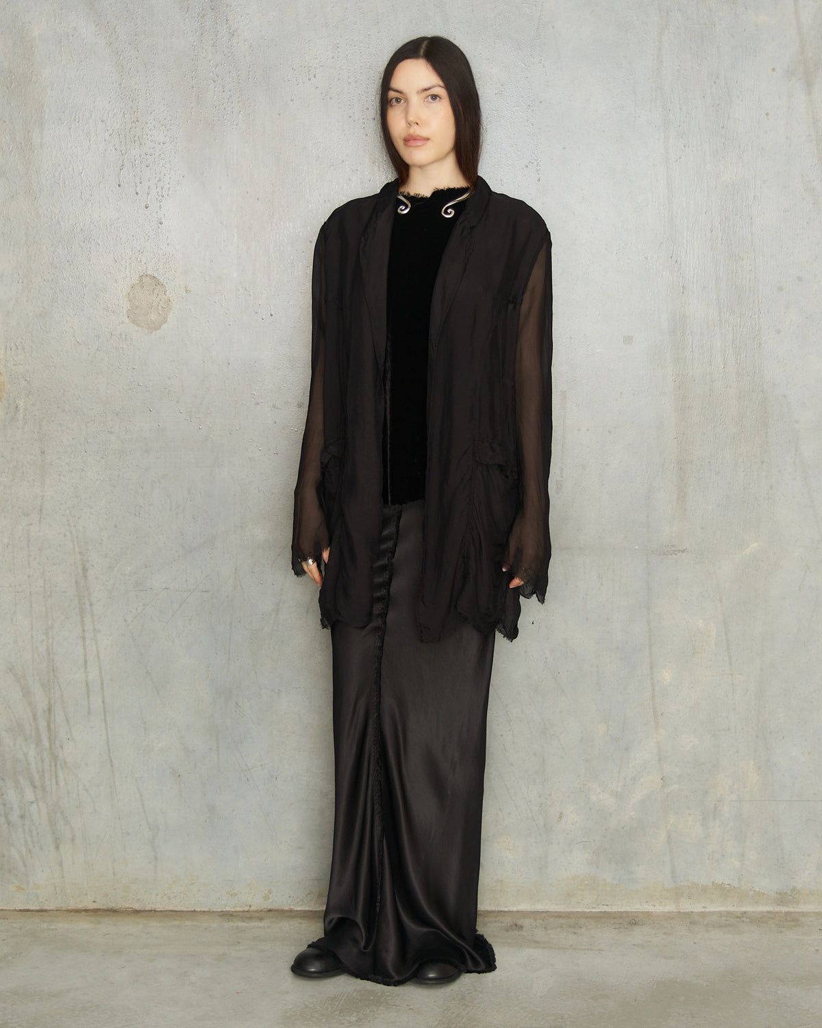 Black Chiffon Park Jacket