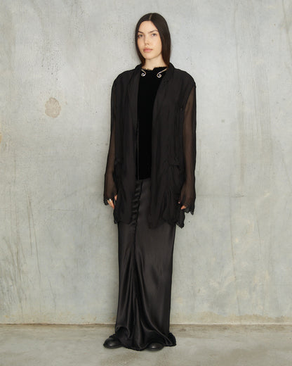 Black Chiffon Park Jacket