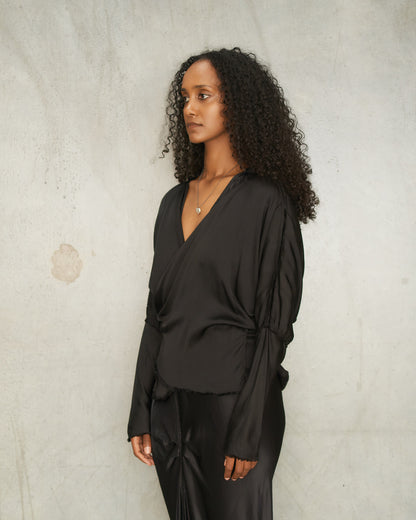Black Wrap Blouse