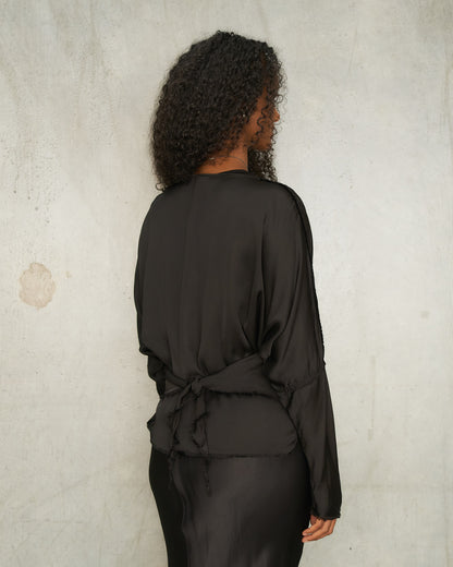 Black Wrap Blouse