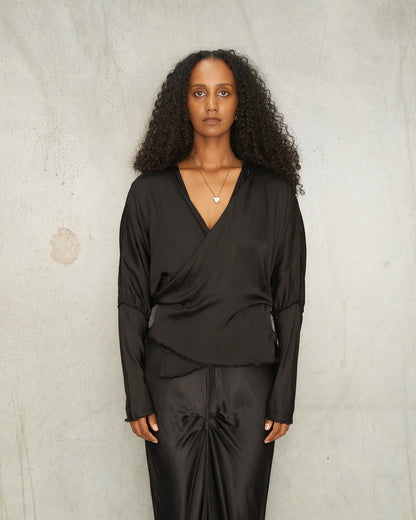 Black Wrap Blouse