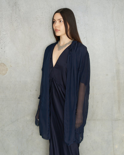 Navy Chiffon Park Jacket