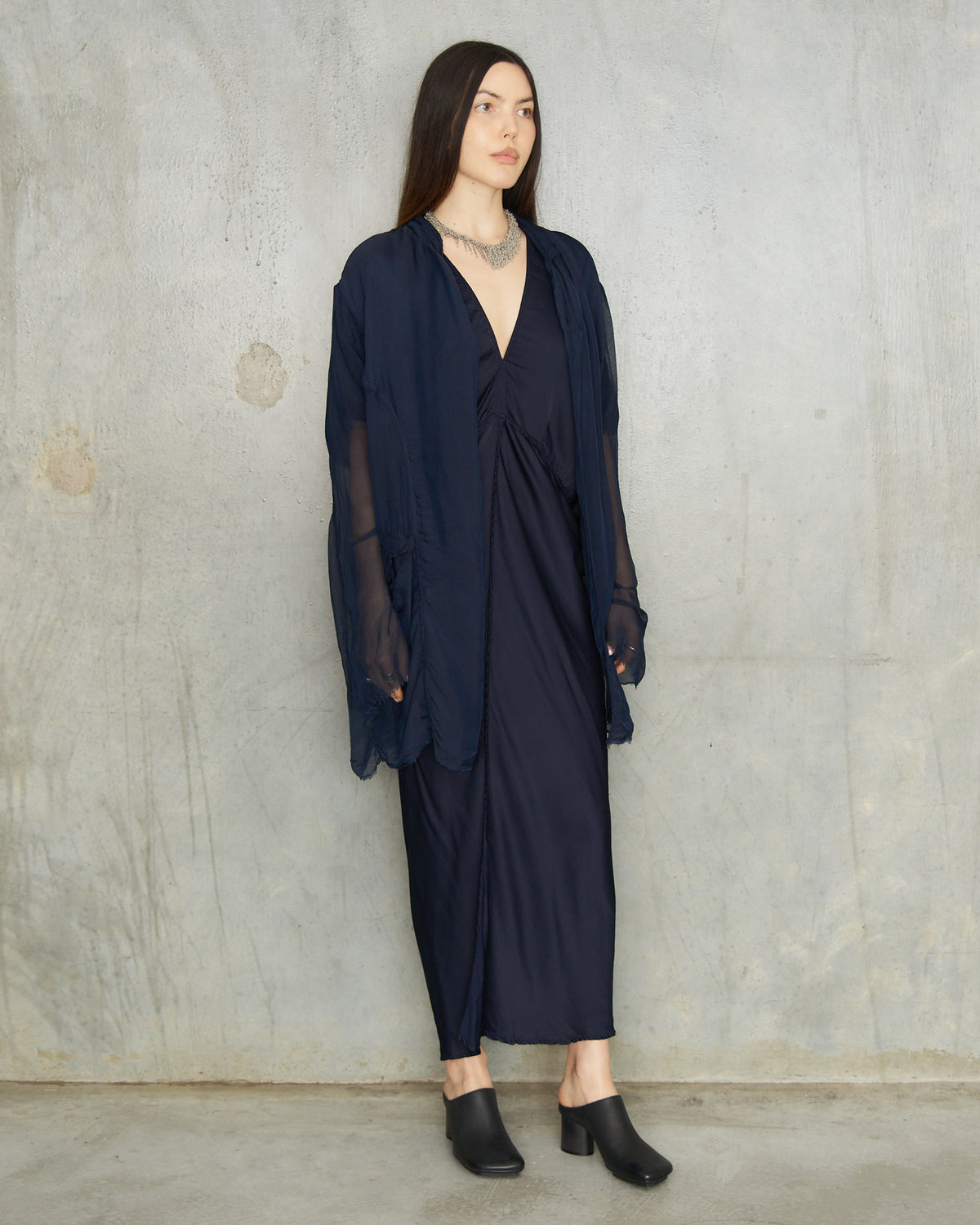 Navy Chiffon Park Jacket
