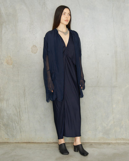 Navy Chiffon Park Jacket