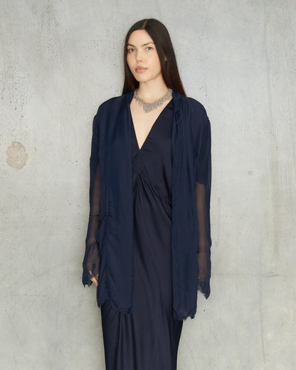 Navy Chiffon Park Jacket