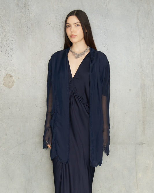 Navy Chiffon Park Jacket
