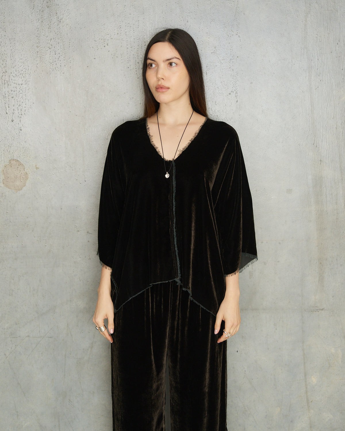 Olive Velvet Irit Blouse