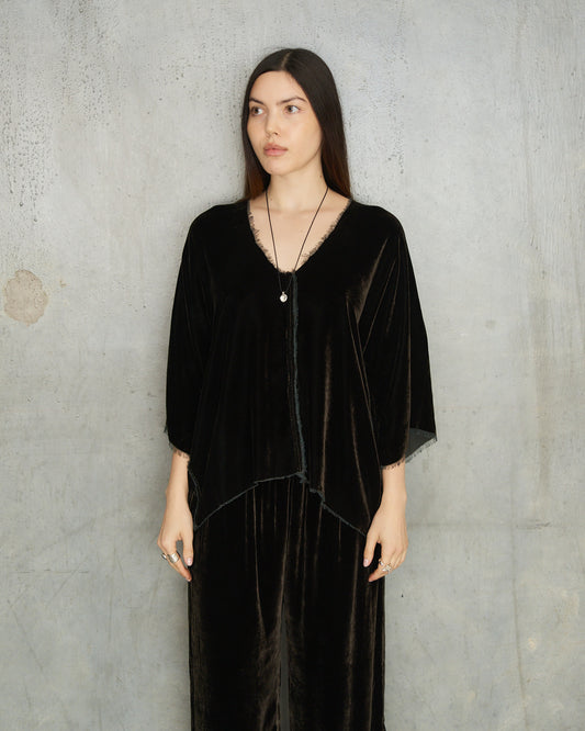 Olive Velvet Irit Blouse