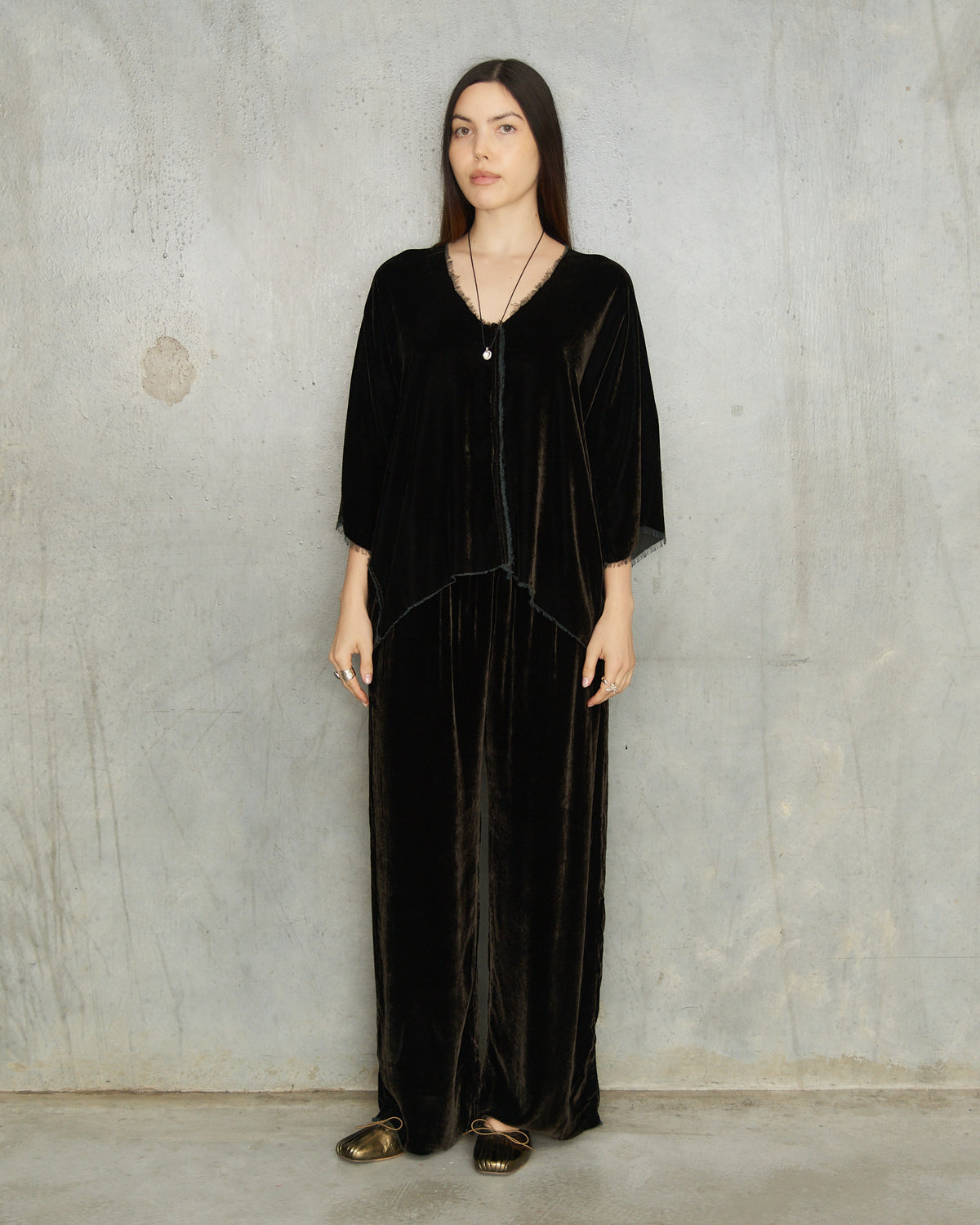 Olive Velvet Irit Blouse