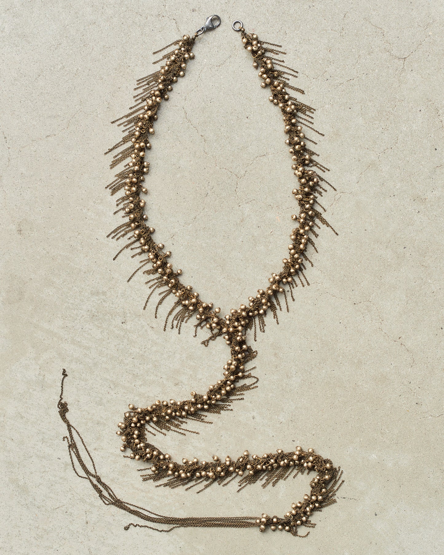 Antique Bronze Knitted Chain Lariat