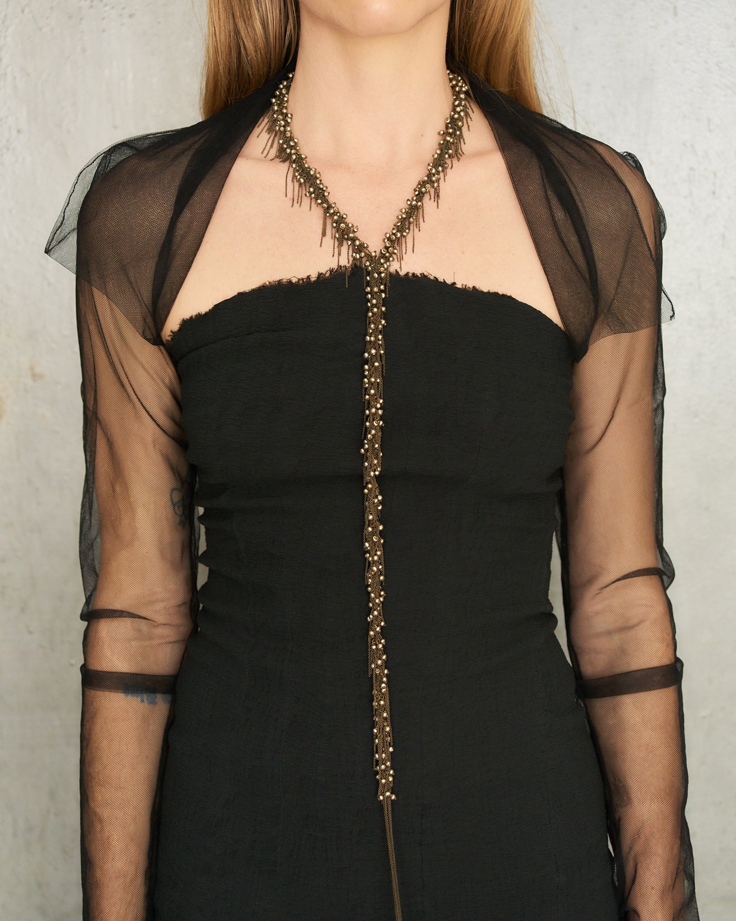 Antique Bronze Knitted Chain Lariat