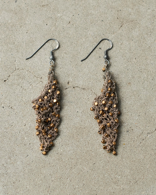 Bronze Bead Knit Earrings