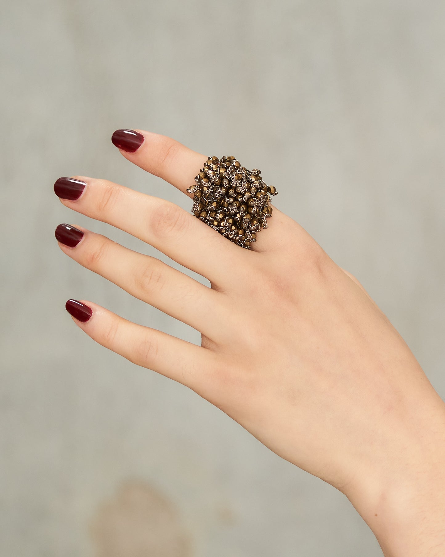 Bronze Bead Knit Ring