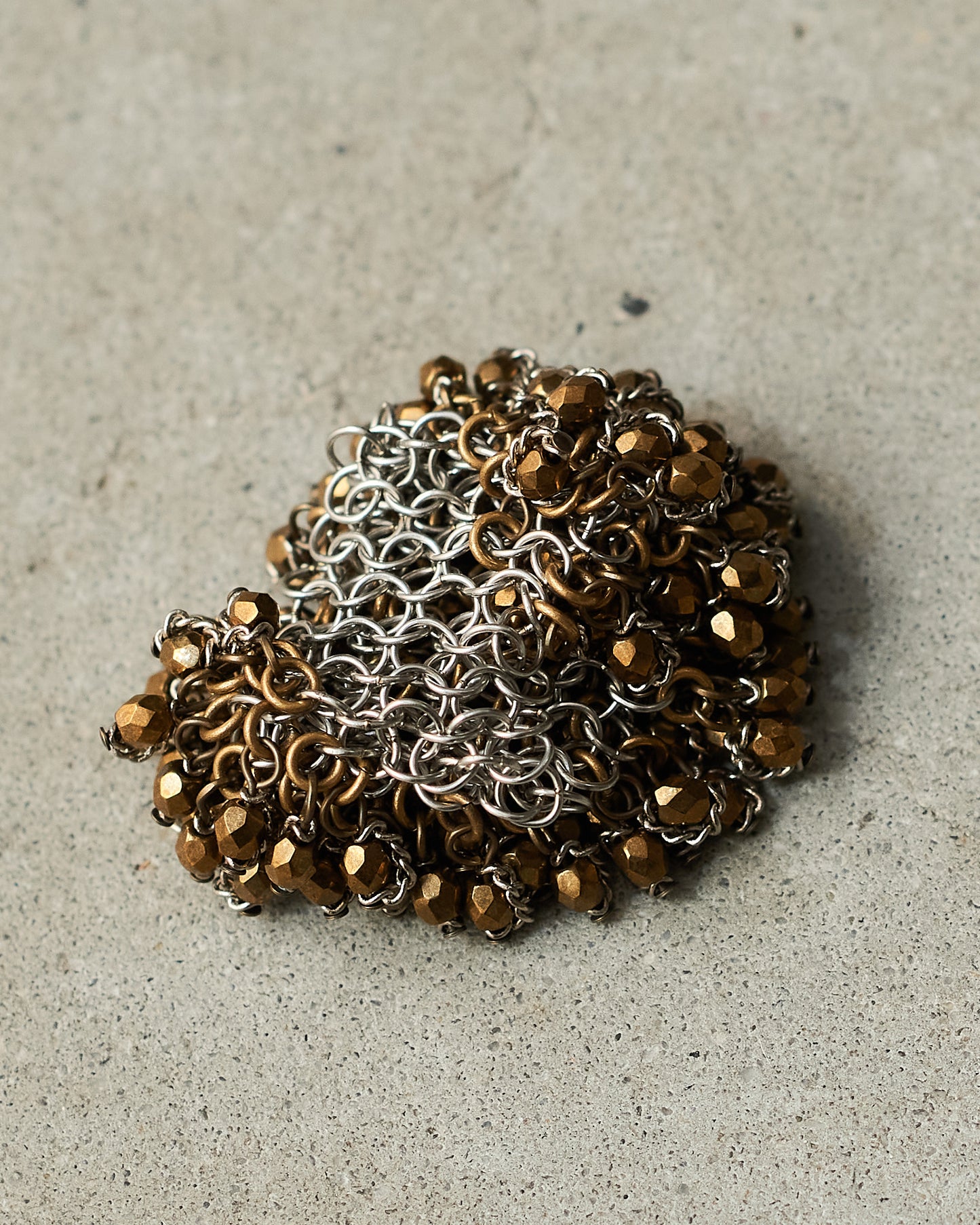 Bronze Bead Knit Ring