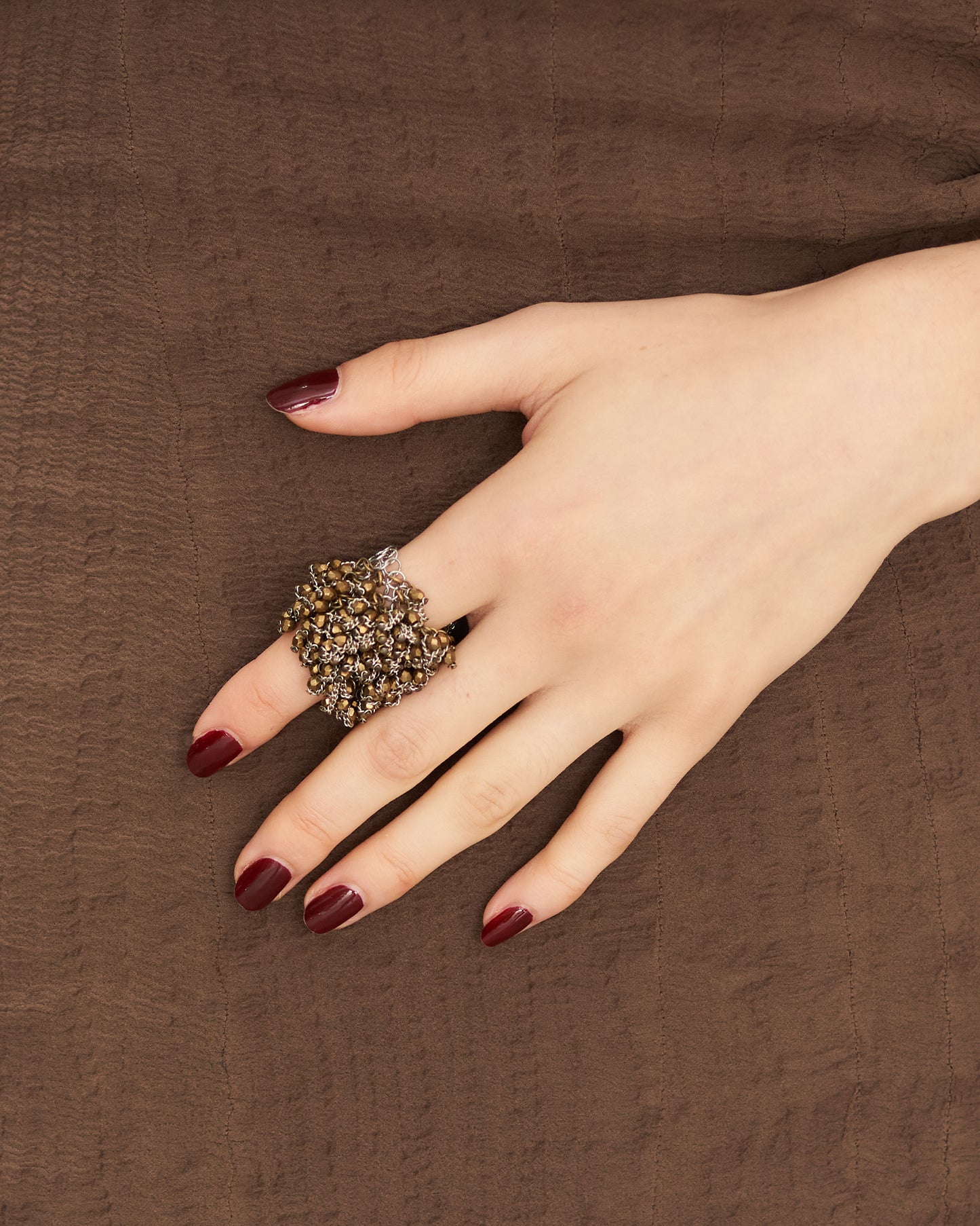 Bronze Bead Knit Ring
