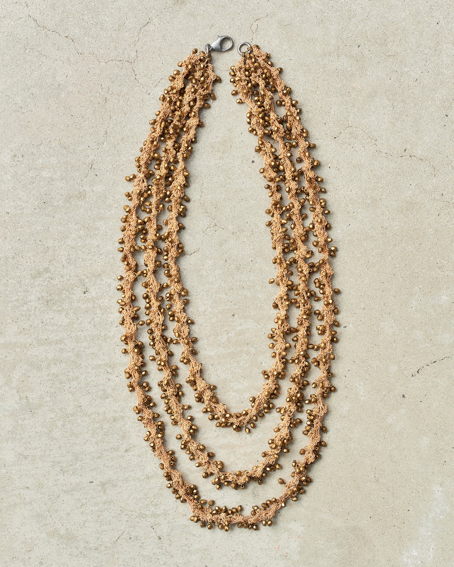 Bronze Bead Triple Chain Necklace