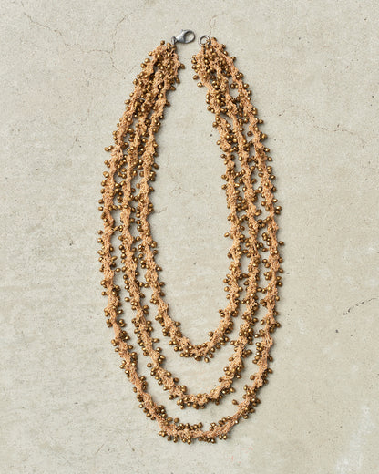 Bronze Bead Triple Chain Necklace