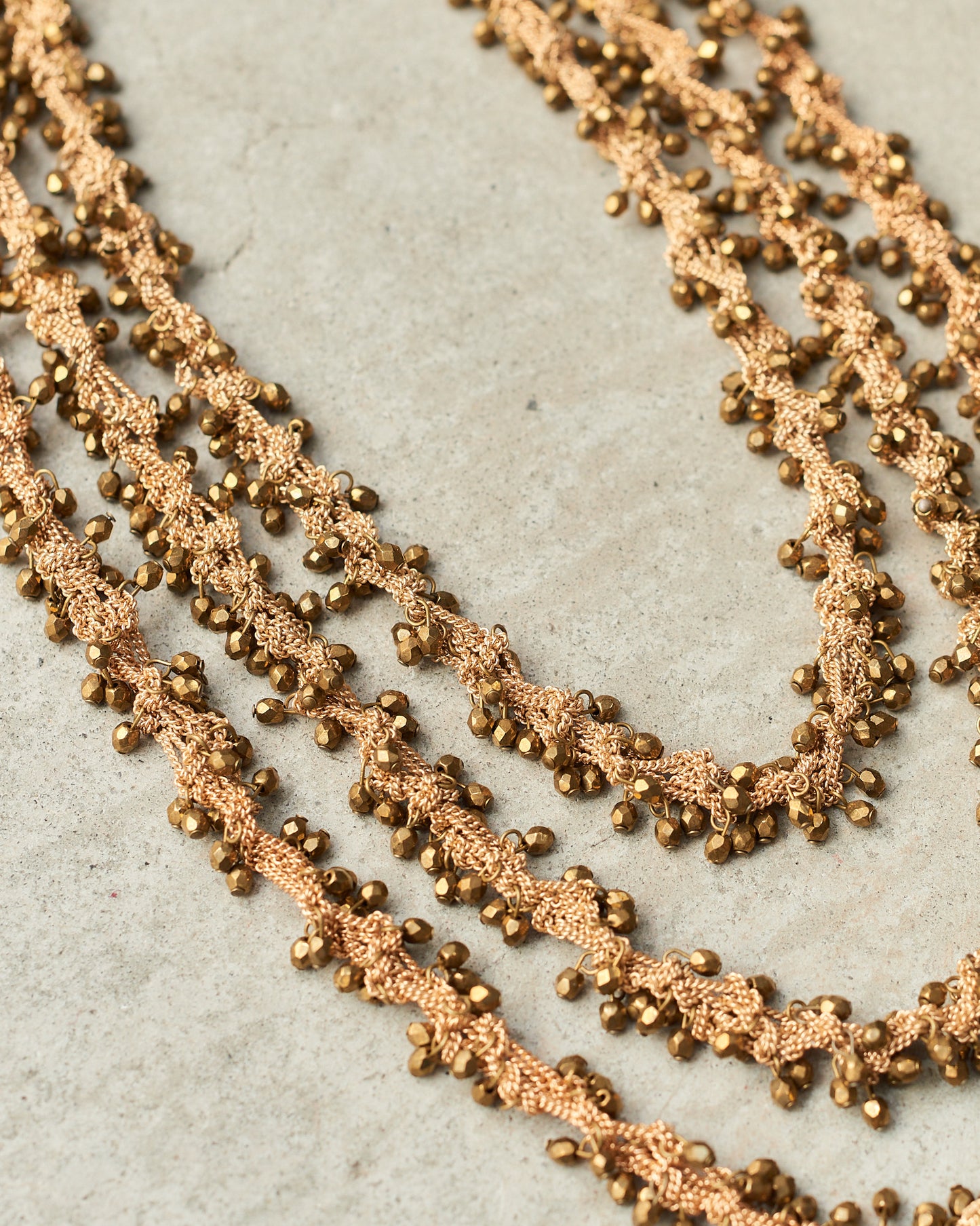Bronze Bead Triple Chain Necklace